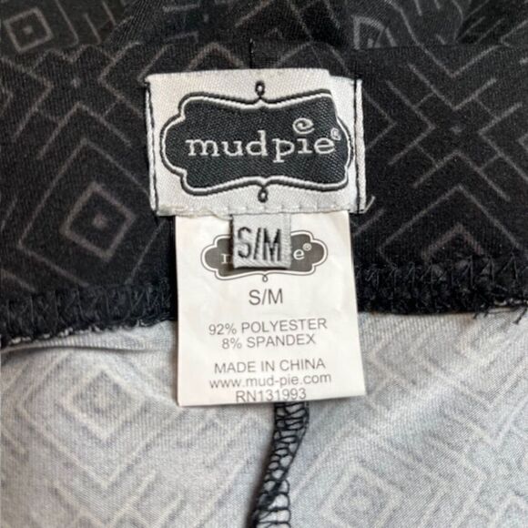 Mud pie Women's Black and Gray Geometric Diamond Print Leggings S/M - Picture 6 of 7